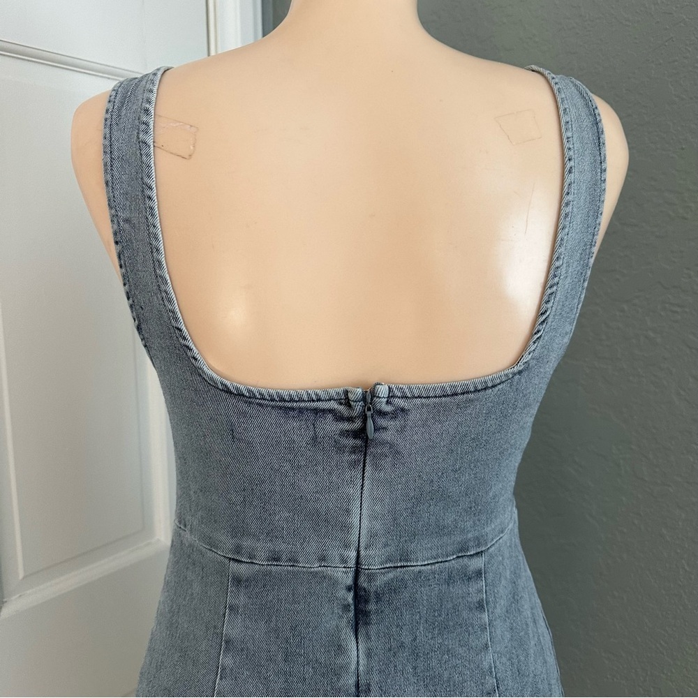 LULU’S CHARMING EDGE DENIM CUTOUT MINI DRESS - Picture 11 of 12
